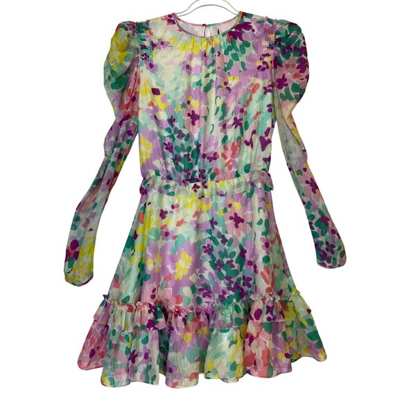 Tanya Taylor Talissa Floral Silk Dress Medium Boho Western Prairie Y2K Glamour - Picture 1 of 5